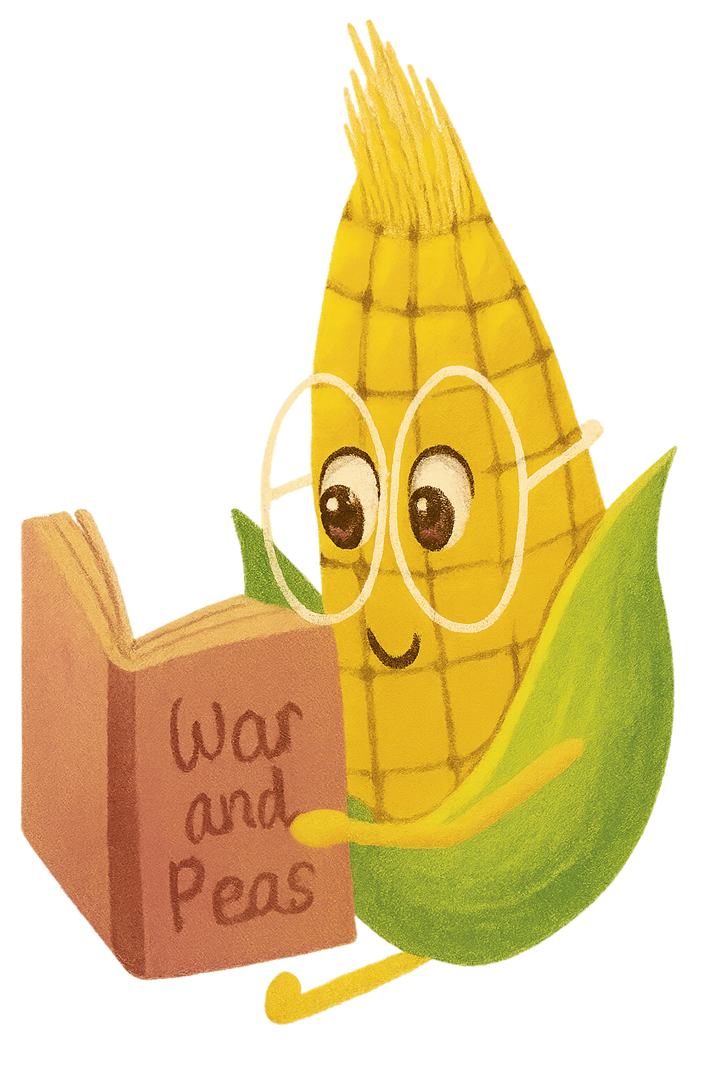 Corn reading a book
